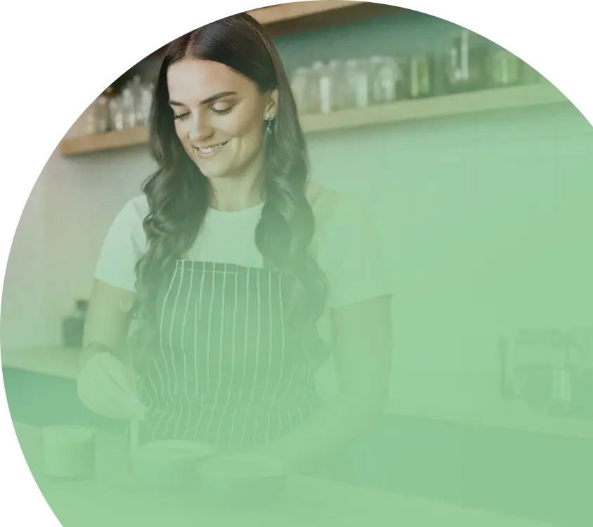 Waitress preparing matcha gradient